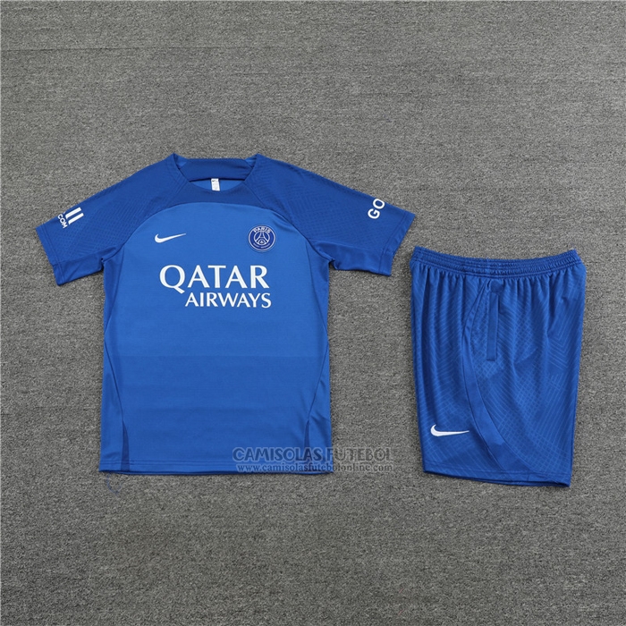 Fato de Treino Paris Saint-Germain Manga Curta 2022-2023 Azul Oscuro - Calcas Curta